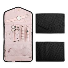 S.Y. Home&Outdoor Travel Jewelry Organizer Folding Jewellery Display Travel Bags for Women Necklaces, Earrings, Rings and Bracelets Jewelry Bag Organizer - Black