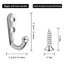 100 Pieces Double Hole Wall Mounted Single Hook Robe Hooks Coat Hooks