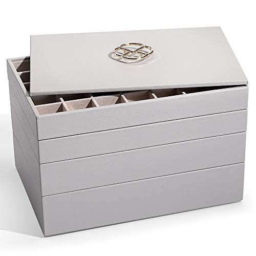 Vlando Miller Jewelry Trays Stackable Showcase Display Drawer Organizer Storage Multi-Purpose,Multiple Combinations, Large Capacity Multi-Layer Design and Fashion(Grey)