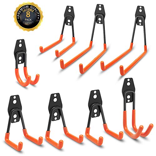 Lnicez Garage Storage Steel Heavy Hooks ，8 pcs Utility Duty Wall Hooks