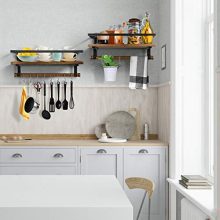 BAYKA Floating Shelf Wall Mounted, Rustic Wood Shelf for Bathroom Kitchen