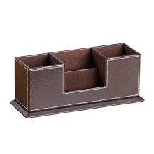 Office Pencil Holder PU Leather Multifunctional Desk Supplies Organizer for Pen