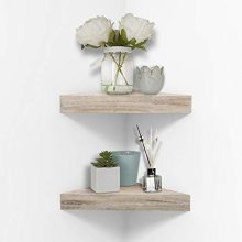 AHDECOR Rustic Wood Corner Wall Shelves, Wall Mounted Floating Corner