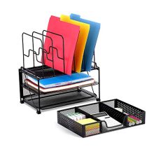 Simple Trending 2-Tray Mesh Desk File Organizer with Drawer Organizer