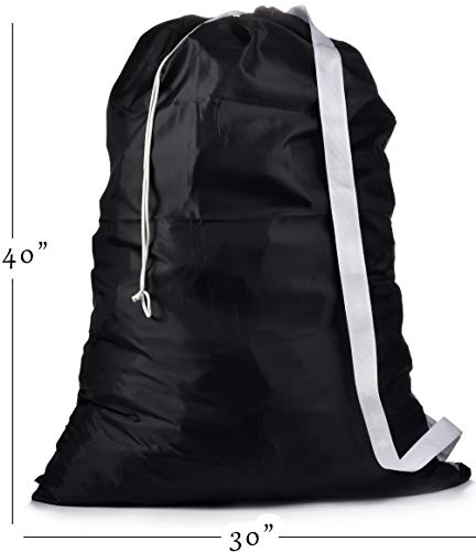 Shoulder Strap Laundry Bag - Drawstring Locking Closure, Durable Nylon Material