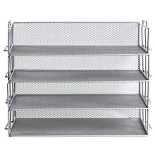 Klickpick Office 4 Tier Stackable Heavy Duty Metal Desktop Letter Tray File Organizer