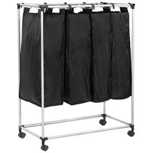 4 Laundry Sorter with Baskets Large Laundry Hamper Sorter Canvas Rolling