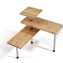 HYNAWIN 3 Tier Corner Shelf Bamboo & Metal Storage Spice Rack-Desk Bookshelf