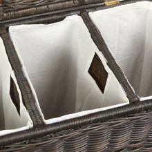 The Basket Lady Fabric Liner for 3-Compartment Wicker Laundry Hamper