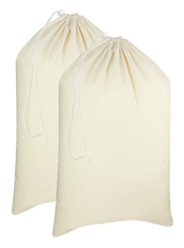 COTTON CRAFT - 2 Pack Extra Large 100% Cotton Canvas Heavy Duty Laundry Bags - Natural Cotton - 28"x36" - Versatile - Multi Use