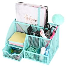 Exerz Mesh Desk Organizer Office with 6 Compartments + Drawer/Desk Tidy