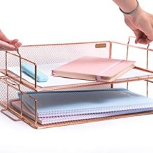 Rosework Rose Gold 2 Tier Letter Tray Desk Organizer for Women