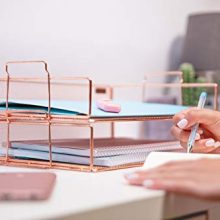 Rosework Rose Gold 2 Tier Letter Tray Desk Organizer for Women