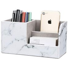 KINGFOM PU Leather Desk Organizer Pen Pencil Holder Business Name Cards