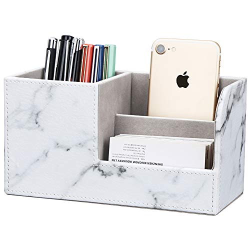 KINGFOM PU Leather Desk Organizer Pen Pencil Holder Business Name Cards