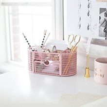Pink Desk Organizer - Girlie Desk Accessories - Strong Metal Construction