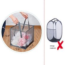 Laundry Game with Portable Mesh Popup Hamper – Easy Open, Collapsible, and Durable – Perfect for Kids' Rooms, College Dorms, and Travel in Elegant Grey