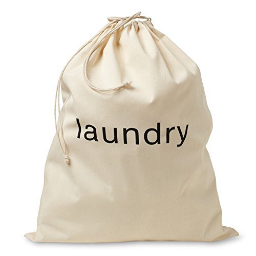 FABBPRO Cotton Canvas Cloth Fabric Laundry Bag - Stylish & Portable Natural Biodegradable Drawstring Bag - Ideal for Hotels, Airbnb's, Rental Spaces, Vacation Homes & Even Travel