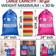 Travel Laundry Bag Red and Blue 2 Pcs, Large Heavy Duty Washable Dirty Clothes