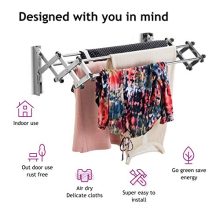 Bartnelli Accordion Wall Mounted Drying Rack – Space-Saving, Heavy-Duty 45 lb Capacity for Efficient Air Drying