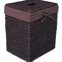 BIRDROCK HOME Rustic Woven Wood Peel Laundry Hamper with Lid