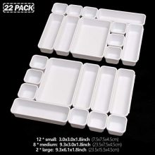 Set of 22 Interlocking Desk Drawer Organizer Tray Dividers Plastic Shallow Narrow