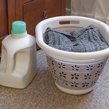Camco White/Taupe Collapsible Utility/Laundry Basket - Perfect for Homes