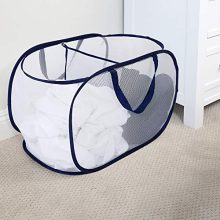 Smart Design Deluxe Mesh Pop Up 2 Compartment Laundry Sorter Basket