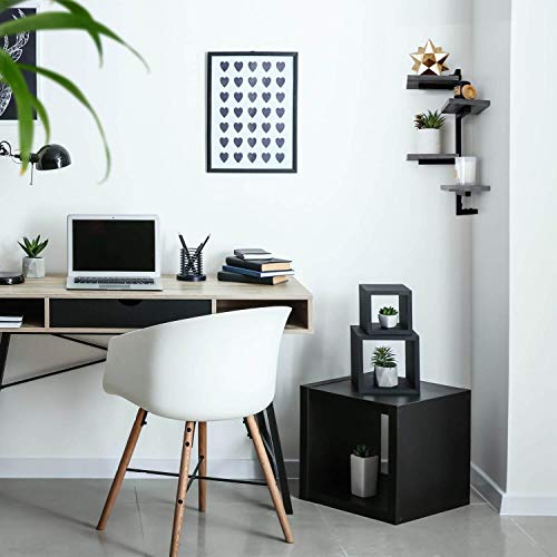 Under.Stated Wall Mounted Corner Shelf - Rustic MDF Display Shelf