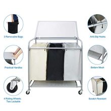 Sotech -3 Bag Laundry Sorter with Grey Iron Board, Hamper Sorter