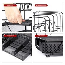 Simple Trending 2-Tray Mesh Desk File Organizer with Drawer Organizer