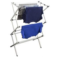 Home Basics Collapsible Air-Drying Rack Foldable Indoor/Outdoor Clothes Laundry Hanger, Rust-Proof, Space Saving Storage, Grey