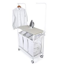 Smart Design Complete Rolling 3 Compartment Laundry Center Hamper