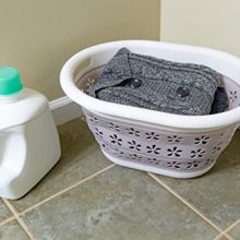 Camco White/Taupe Collapsible Utility/Laundry Basket - Perfect for Homes