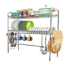 HEOMU Over The Sink Dish Drying Rack,2-Tier Dish Drainers for Kitchen Counter