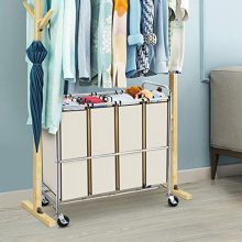 Simple Trending Heavy Duty 4-Bag Laundry Hamper Sorter Cart