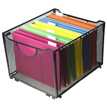 Modern Black Metal Mesh File Box – Foldable Storage Crate for Home & Office Organization