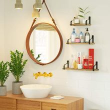 Love-KANKEI Floating Shelves Wall Mounted Set of 3, Rustic Wood Wall Storage Shelves for Bedroom