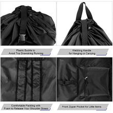 BeeGreen Laundry Backpack Bag – Heavy Duty, Adjustable Shoulder Straps with Zipper Pouch for Easy Storage & Transport