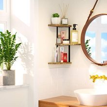 Love-KANKEI Corner Shelf Wall Mount of 3 Tier Rustic Wood Floating Shelves