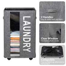 ZERO JET LAG 90L Extra Large Laundry Basket Hamper on Wheels Clear Window Tall