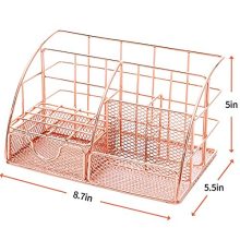 Rose Gold Desk Organizer for Women, AUPSEN Mesh Office Supplies Desk
