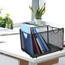 CLATINA Office Metal Mesh File Organizer with Handle Letter Storage Crate