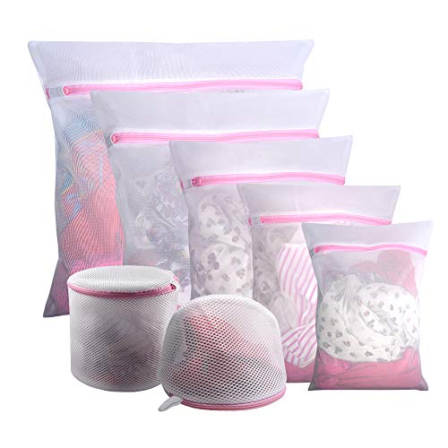 Gogooda 7Pcs Mesh Laundry Bags for Delicates with Premium Zipper, Travel Storage Organize Bag, Clothing Washing Bags for Laundry, Blouse, Bra, Hosiery, Stocking, Underwear, Lingerie