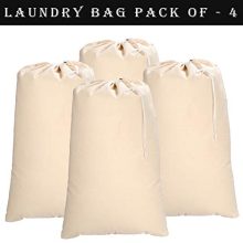 Ramanta Home Heavy Duety Laundry Bag,Canvas Laundry Bags,Cotton Laundry Bag with Drwstrings, Easy to Carry,Washable Laundry Bag,Santa Bag,Laundry Hamper Bags 24x36 inch -Natural (Set of 4 Pieces)