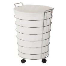 Honey-Can-Do Steel Canvas Rolling Laundry Hamper, Chrome