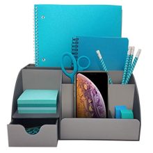 Acrylic Office Desk Organizer with Drawer, 9 Compartments, All in One Office