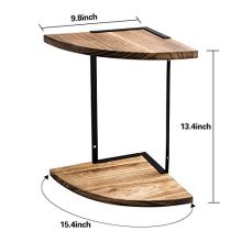 NEX 2-Tier Corner Shelf Floating Wall Mount Round End Shelves for Living Room
