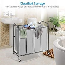 JustRoomy Mobile 4-Bag Classics Laundry Hamper Sorter Clothes Storage Cart