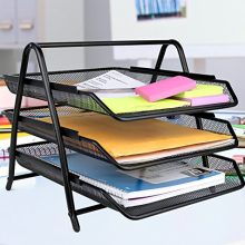 Greenco Mesh 3 Tier Document, Letter Tray, Desk Organizer